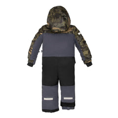 Kids One Piece Snowsuit Dark Grey Texture and Camo Printed